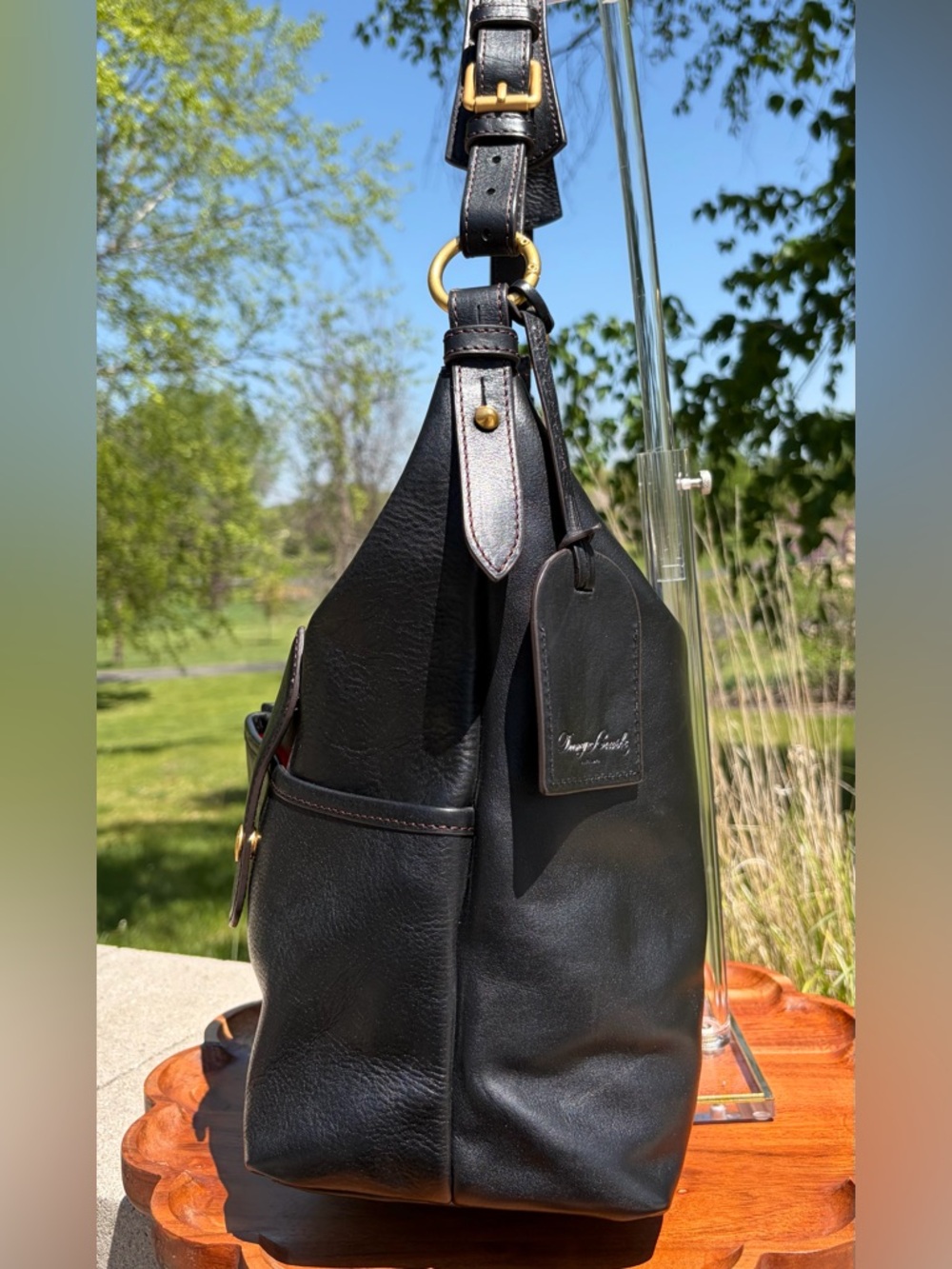 Dooney & Bourke Medium Lucy Black Florentine Leather Hobo NWT - Picture 12 of 17